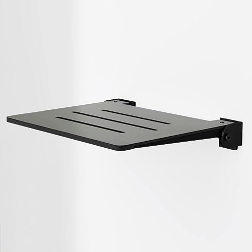 Miniatura 3 de Seachrome Asiento de ducha plegable Silhouette Slimline de 18 pulgadas, asiento gris con marco negro mate