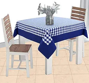 AIRWILL Cotton Checkered Pattern 2 Seater Table Cloth Pack of 1 pc (Blue)