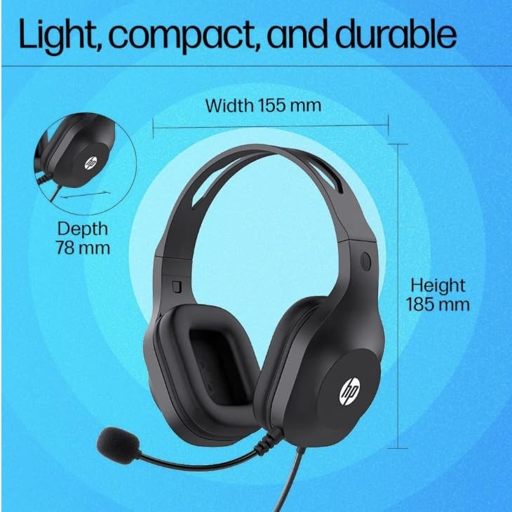 Image of HP H125 Stereo USB Headset,Plug-and-Play USB-A, Built-in Noise-canceling mic, Adjustable Head Strap, Padded Ear Cushions, 360-degree Bendable mic, 1-Year Limited Warranty, Black, A20QHAA