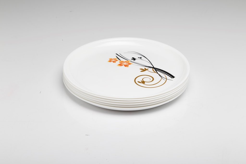 Joy Home Plastic Microwave Safe Printed Round Dinner Set White