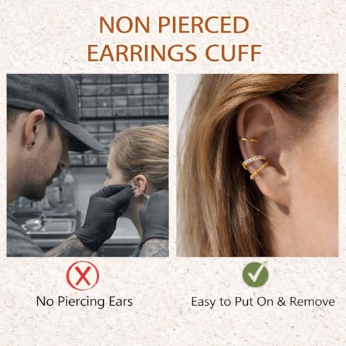 Image of Store2508 6 Non-Pierced Gold Colour Ear Cuffs for Women