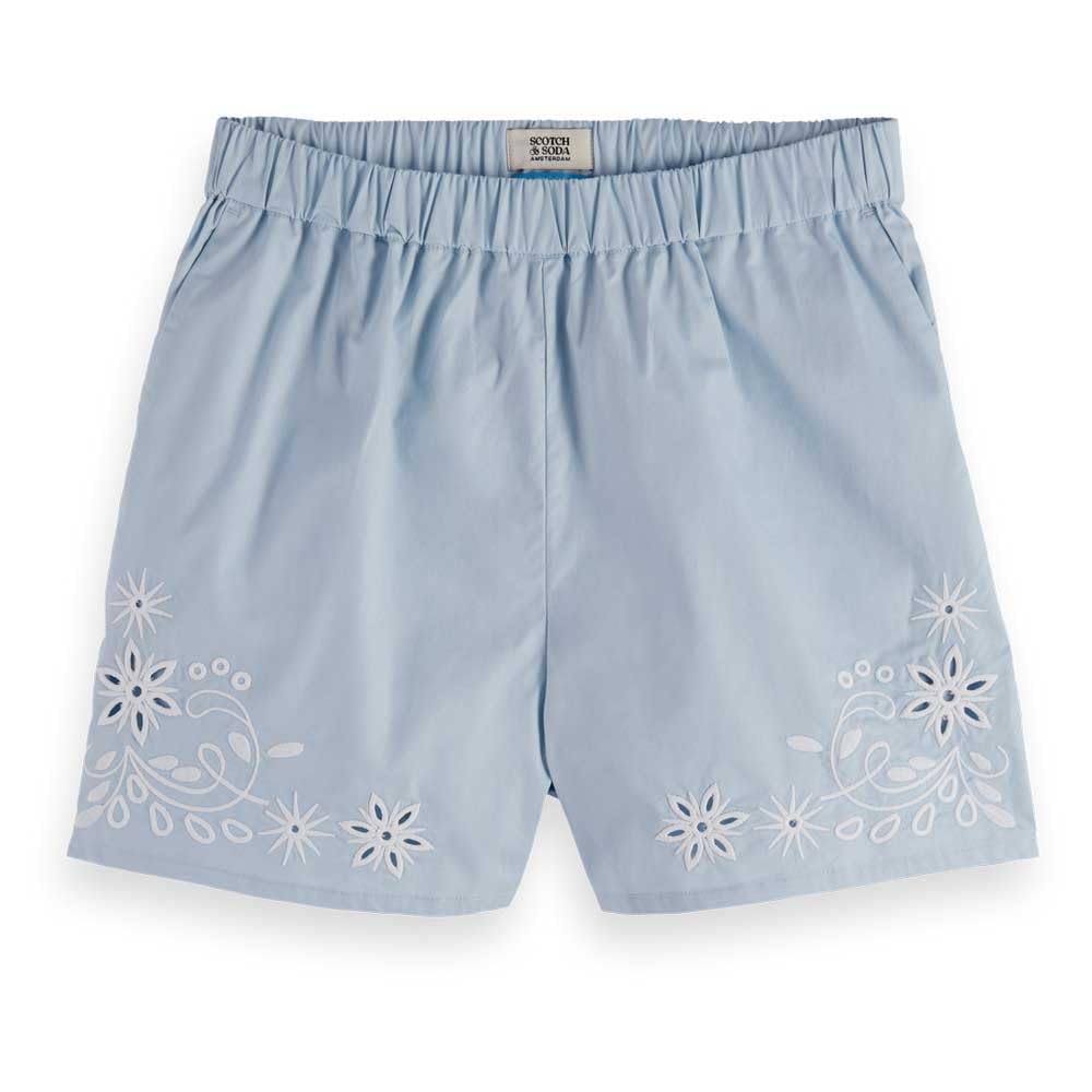 Scotch & Soda Printed Linen High-Rise Shorts, Pantaloncini, Donna, Shirting Blue, S