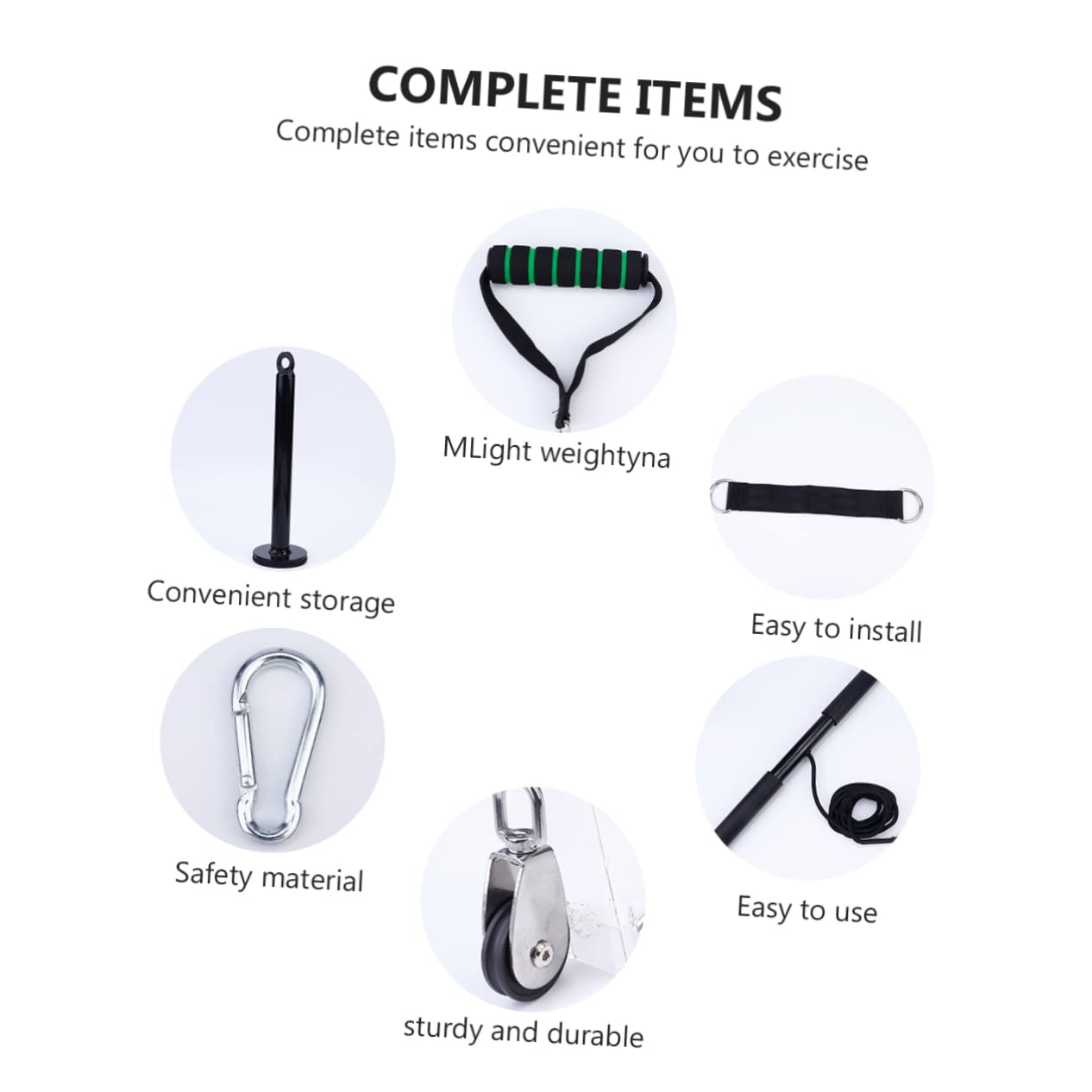TOYANDONA Juego de Poleas para Gimnasio Casero 11 Piezas, Accesorios de Combinación de Pesos, Sistema de Cable para Ejercicios de Fitness, Portátil y Silencioso, Equipo DIY