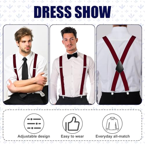 Image of Aomig Men's Adjustable Wide Braces, Extra Wide X Braces for Men, Braces for Men with Very Strong 4 Clips - 3.5 cm