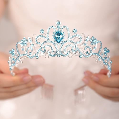 Miniatura 2 de JWICOS Corona de tiara de cristal para mujeres y niñas, elegante corona de princesa con peines, tiaras para mujeres, nupciales, bodas, bailes,