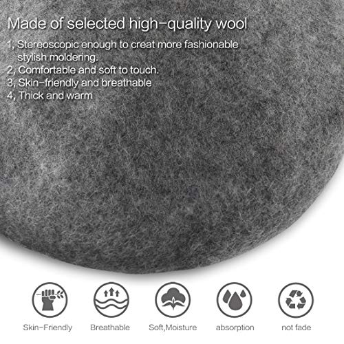Beret Hat of French Vintage Style, Elegant Soft Stretch Wool Cap, Lightweight Classic Boinas Winter Beanie (Black/Beige)