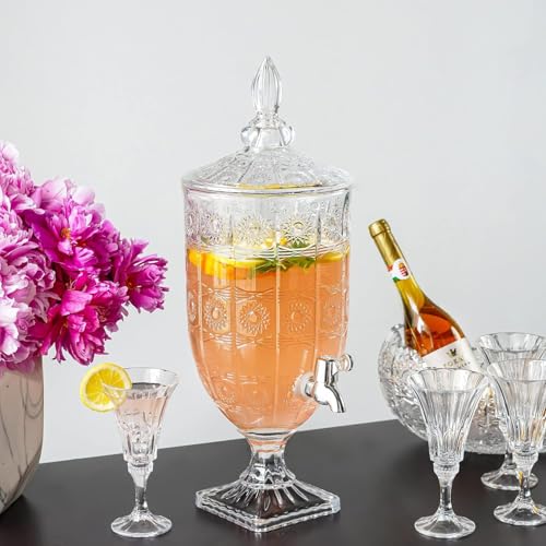 Image of 4.5 Liter Glass Beverage Dispenser with Tap,Ice Drink Dispensers Perfect for Water, Juice,Beer, Cocktails, and More Detox Drinks Home & Restaurants Kitchen,Bars,Party
