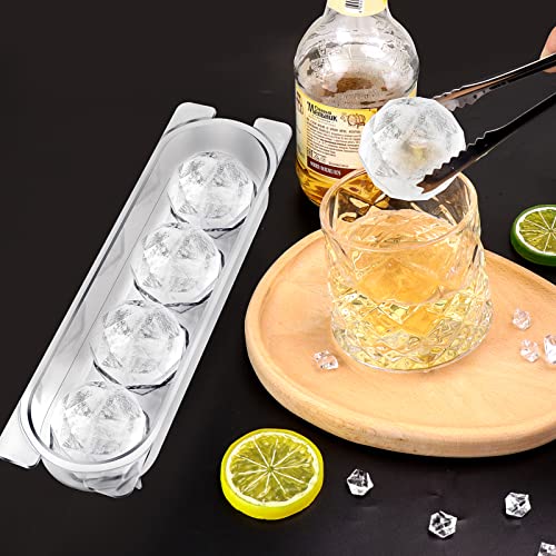 Meetory 2 Pack Whiskey Ice Cubes, 2 Inch Bourbon Ice Cube Molds For Cocktails Whiskey Bourbon, Ice Ball Maker Mold, Whiskey Ice Mold, Round Ice Cube Mold Set With 2Pcs Tongs #TOP1
