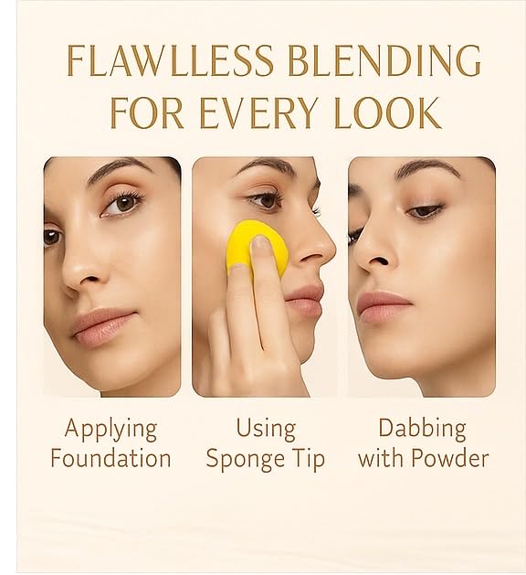 Blendique Beauty Sponge Duo – 2 Latex-Free Makeup Blenders (White & Yellow) – Reusable Soft Sponges for Wet & Dry Use – Flawless Foundation Application