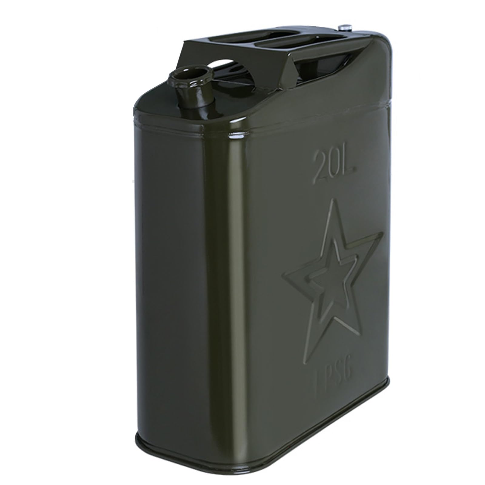 Bidon D'Essence en Métal, Jerrican Essence, avec Tube Verseur et Poignée, Transportable par Deux Personnes, Surface Lisse Sans Bavures, Idéal pour les Voyages et le Camping(20L)
