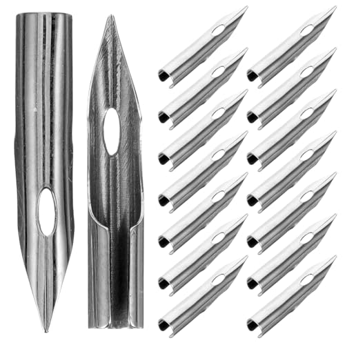 LIFKOME 30 Puntas de Pluma de Caligrafía de Iraurita en Color Plata para Estudiantes, Fáciles de Dominar Tinta Uniforme, Ideales para Lettering y Caligrafía