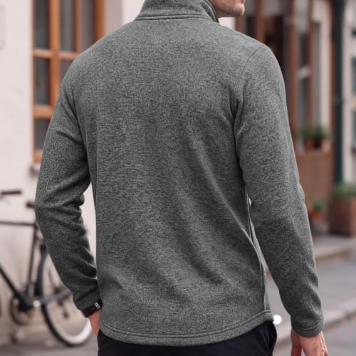 Mens Quarter Zip Pullover Fleece Lined Textured Vintage Fall Sweatshirts - image 3
