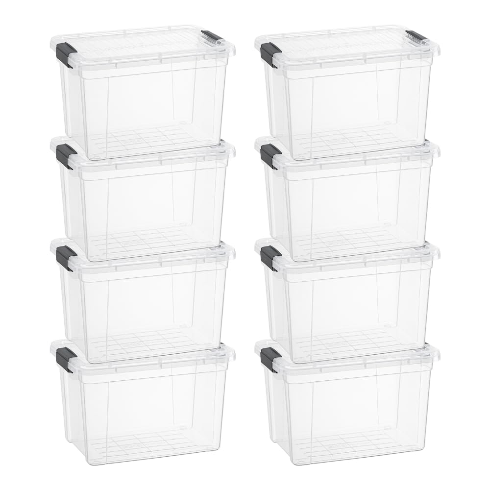 Superio 2.5 Quart Clear Plastic Storage Boxes with Lids, Stackable Organizer Containers, BPA-Free Storage Bins for Home, Office, School &amp; Dorm, 8 Pack