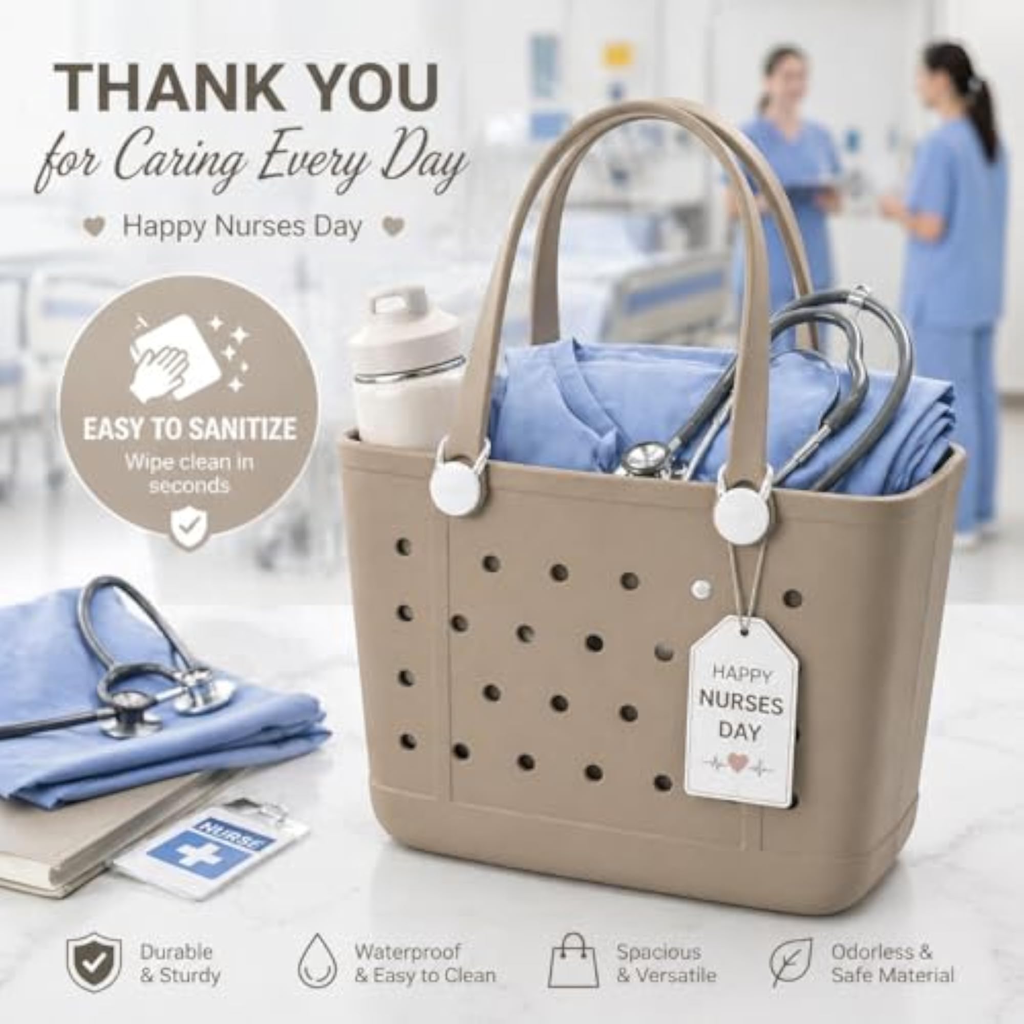 Medium Waterproof Beach Tote Bag for Women, Lightweight