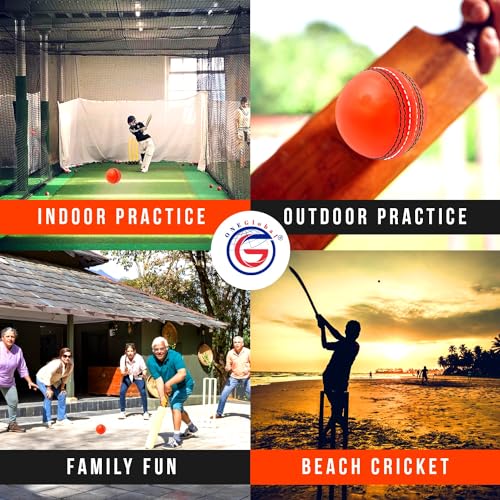 Image of Soft Rubber Cricket Ball for Practice | Outdoor & Indoor Practice Cricket Ball with Core & Stitched Seam | Realistic Feel, True Bounce & Swing for Practice, Honing Skills & Family Fun