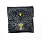 AXLorange Rosario con cruz dorada, piel sintética, aprox. 8 x 8 cm