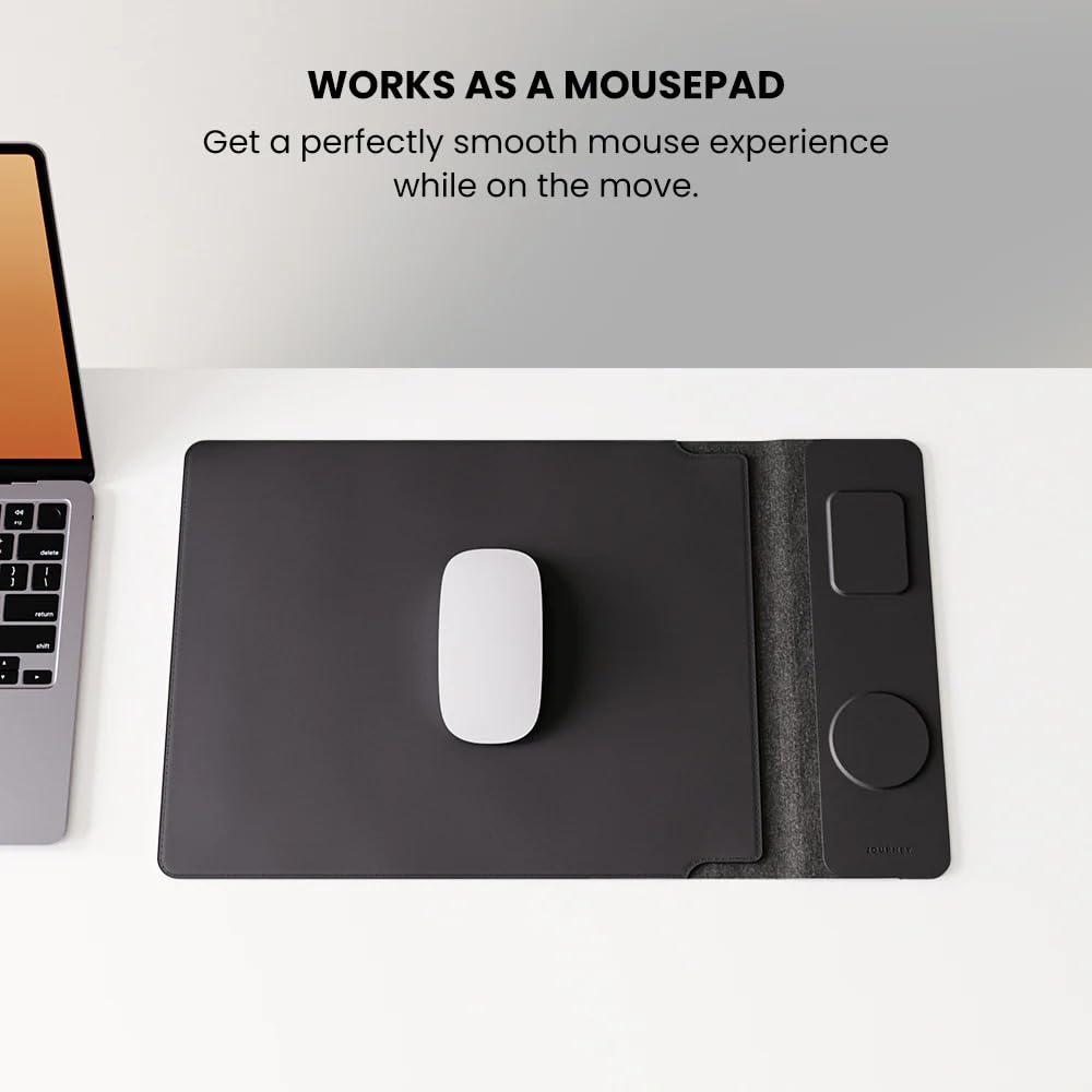 Jenoss - Custodia wireless 4 in 1 da 15 a 16 pollici, tappetino di ricarica da tavolo per laptop, custodia multiuso con mouse, custodia da viaggio, tappetino di ricarica per telefono e auricolari