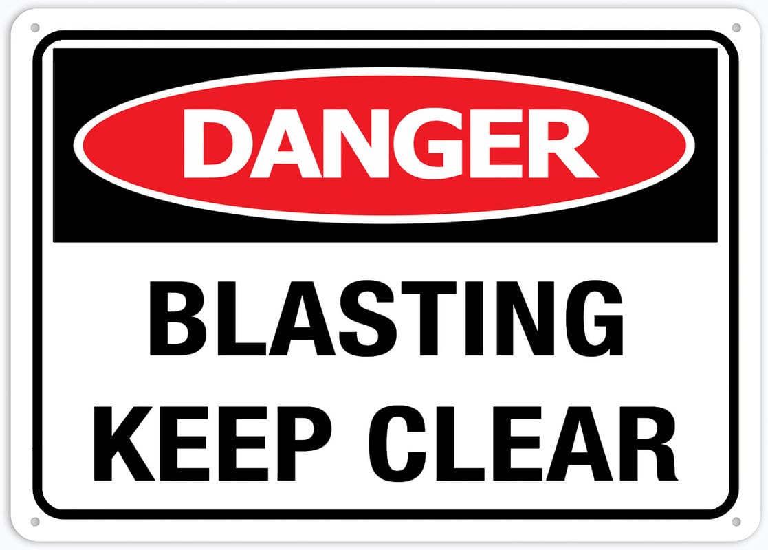 Danger Blasting Keep Clear Aluminum Metal Sign 8"x12" Rust-Free UV Printed 4 Pre-Drilled Holes Durable Weatherproof For Business Use