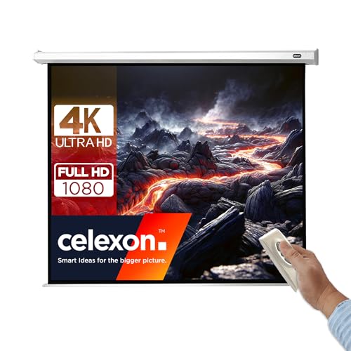celexon Economy Motor-Leinwand 105' | 220x165 cm 4:3 | elektrische 4K,Full-HD Beamer-Leinwand für Büro-Präsentationen & Ihr Heimkino | zur Wand- und Deckenmontage | inkl. Fernbedienung