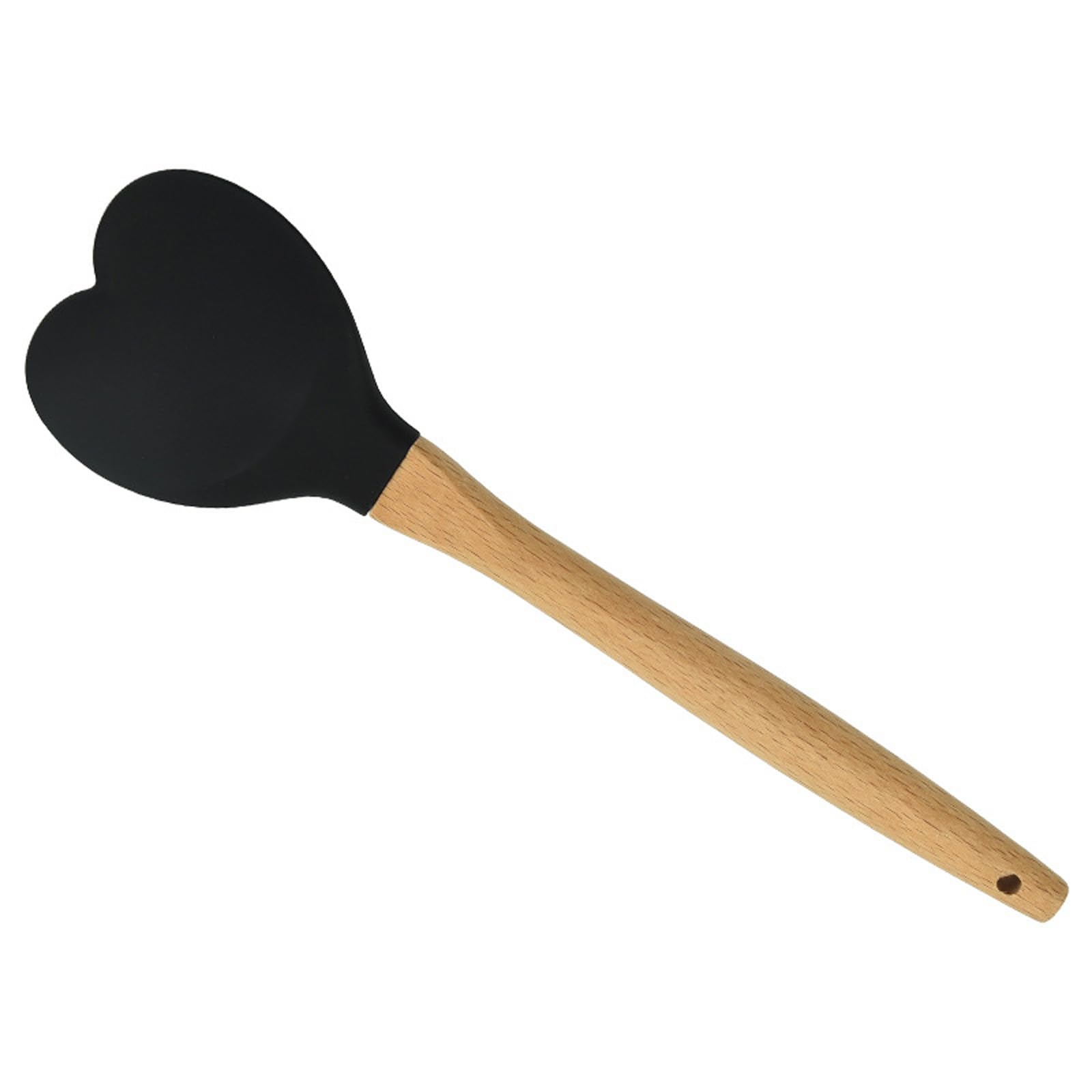MALSSE Silicone Scrapers with Natural Wood Handle Heart Shape Spatula for Mixing Batters Sauces and Dough Nonstick Spoon