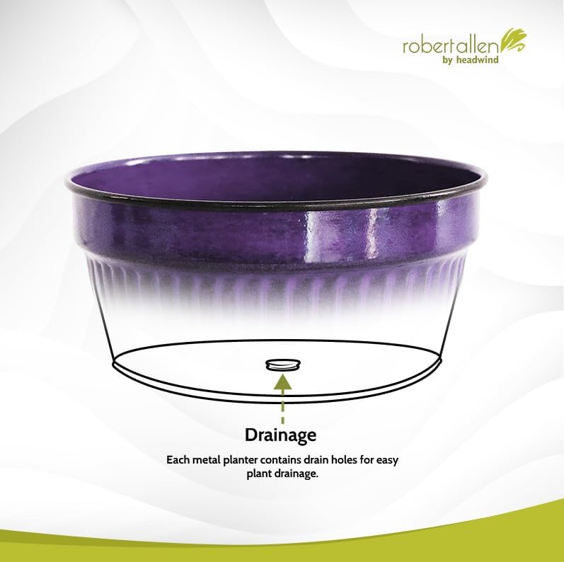 Headwind Glazed Ironstone Boutique Collection Cascade Bowl Plant Pot – Plum Color 8 Inch Pot for Indoor Plants - Planters for Indoor Plants - Ideal Succulent Planters by Robert Allen