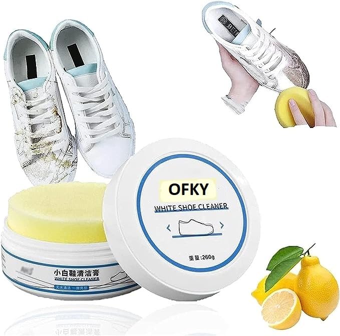 OFKY White Shoe Cleaning Cream, Practical Shoe Cleaning Kit - Shoe Cream with Sponge, Stain Remover Cleansing Cream for Shoe, Sneaker No-Wash, for Leather Shoes, Sports Shoes - 260GM (B0CCD2H9TN) Amazon Price History, Amazon Price Tracker