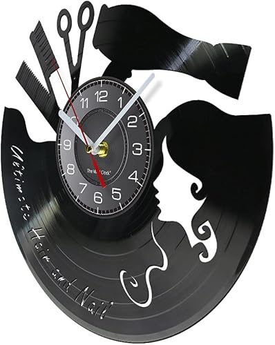 Miniatura 3 de Reloj de pared de disco de vinilo con luz LED multicolor, nombre personalizado, con nombre LED, luminoso, silencioso, reloj retro para manualidades