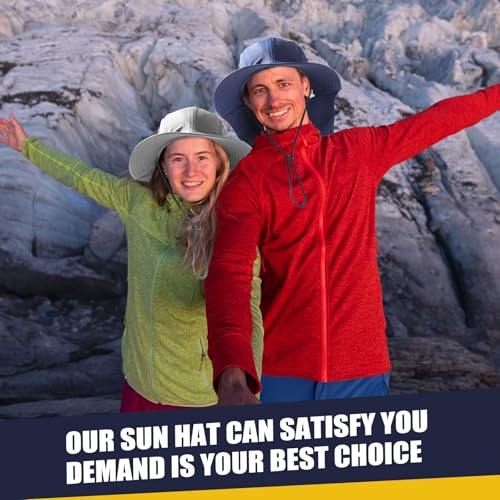 Image of Therwen Sun Hats with Neck Flap for Men Women Unisex Hiking Safari Hat Wide Brim UV Sun Protection Cap for Outdoor