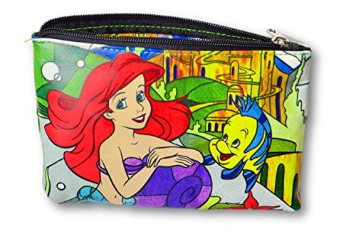 Disney's The Little Mermaid Stained Glass Cosmetic Bag with Vibrant Ariel and Sebastian Graphic Ideal for Toiletries Pen