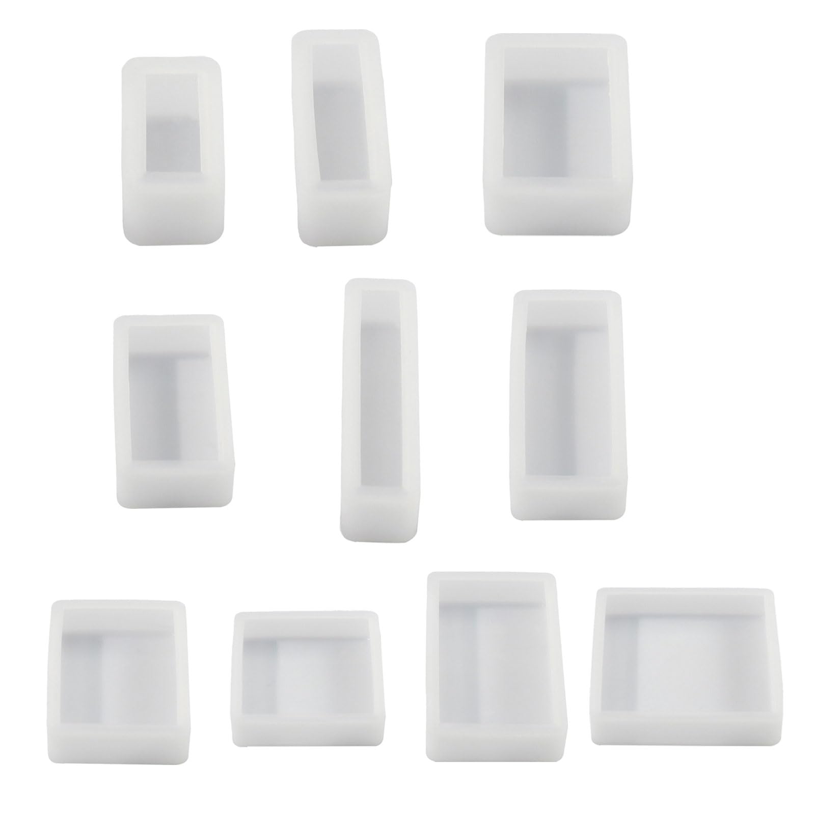 Stampi In Silicone Per Resina - 11 Pezzi Forme Quadrate E Rettangolari