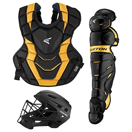 Easton Elite X Baseball Catchers Equipment Box Set, Intermediate, Black/Gold