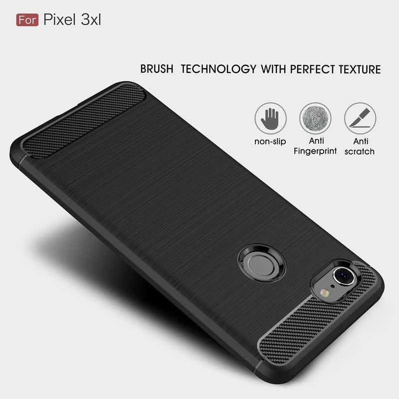 Image of NPRC Hybrid Ultra Slim Protective Case TPU Non-Slip Carbon Fiber Texture Shockproof Case Cover for Google Pixel 3 XL - Black