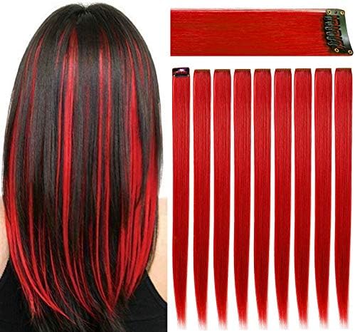 Rhyme Rainbow Hair Extensions Colored Hair Extensions Clip In/On For Girls Hair Accessories Wig Pieces For women 9PCS