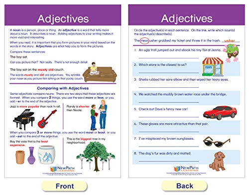 Newpath Learning Parts Of Speech Bulletin Board Charts, Set/7 - Laminated, Double-Sided, Full-Color, 12" X 18" (92-4501) #TOP4