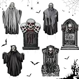 6 Stück Halloween Grabstein Deko,Schaumstoff RIP Grabsteine,Outdoor Grabsteine für den Garten,Hof-Requisiten,Halloween Deko Outdoor,für Party,Spukhaus,Friedhof,Rasen im Freien,Draußen