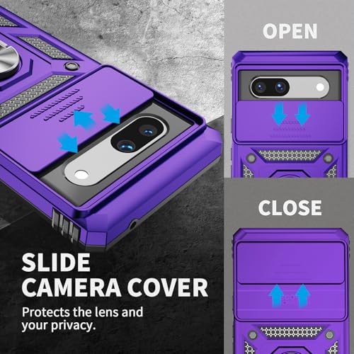 Coque Pixel 7A antichoc violette robuste avec béquille magnétique