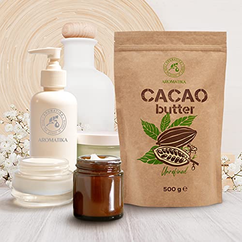 Beurre de Cacao - 500g - Cru et Naturel - Pressé à Froid - Aliment Cru - Théobroma Cacao - Superfood - Beurre de Cacao Comestible - Cacao Cru