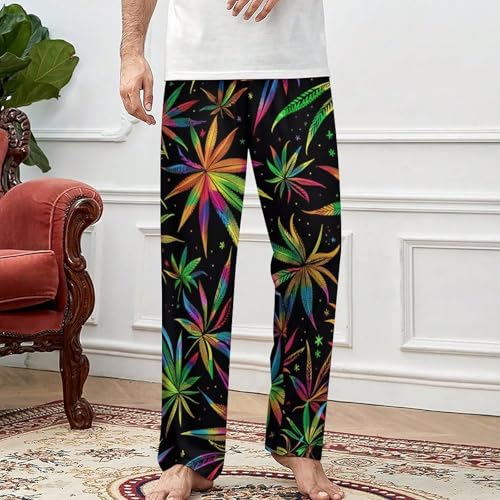 Colorful Weed Novelty Pajama Pant With Pockets Casual Sleep Lounge Pants For Men Women4