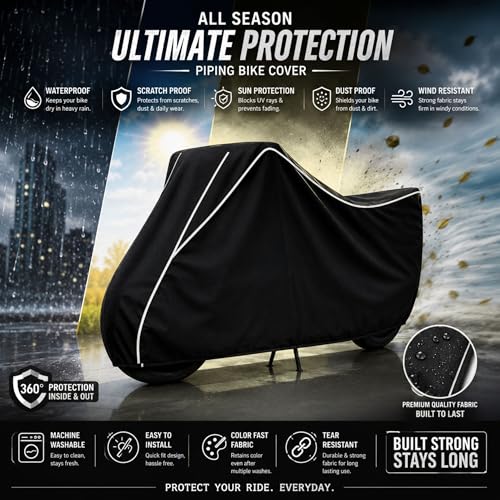 Image of SafeCovers Bike Body Cover for Pulsar 150 Cover for Rain & Dust | Water Resistant, Dustproof, UV Protection, Scratchproof | Heavy Duty Outdoor Motorcycle Cover with Elastic & Windproof Design