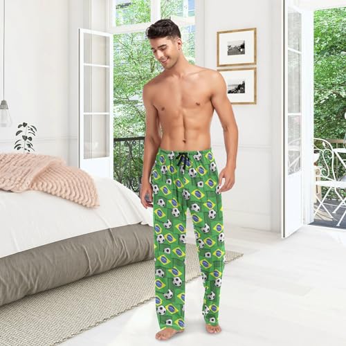 Brazil Flag Soccer Balls Mens Pajama Pants Lounge Bottoms Soft Sleep Pants M2