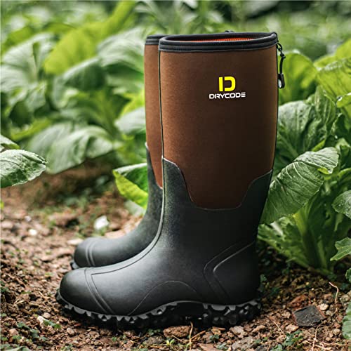 Drycode Rubber Boots For Men, Waterproof Insulated Rain Boots With Steel Shank, 5Mm Neoprene Durable Hunting Boots (Black, Brown & Camo, Size 5-14) #TOP6