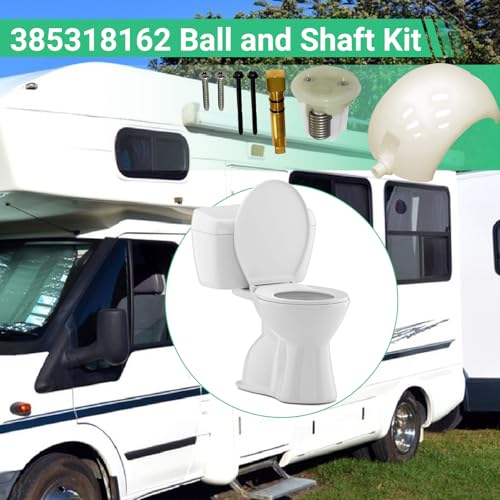 Image of JOJOCY 385318162 RV Toilet Flush Ball for Dometic, Ball and Shaft Kit w /Spring Cartridge Sealand Vacuum Toilets Flush for Caravans, Campers and Boats