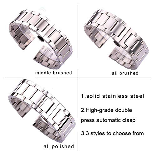 Sangle de montre en acier inoxydable avec boucle déployante 18mm à 24mm - 7