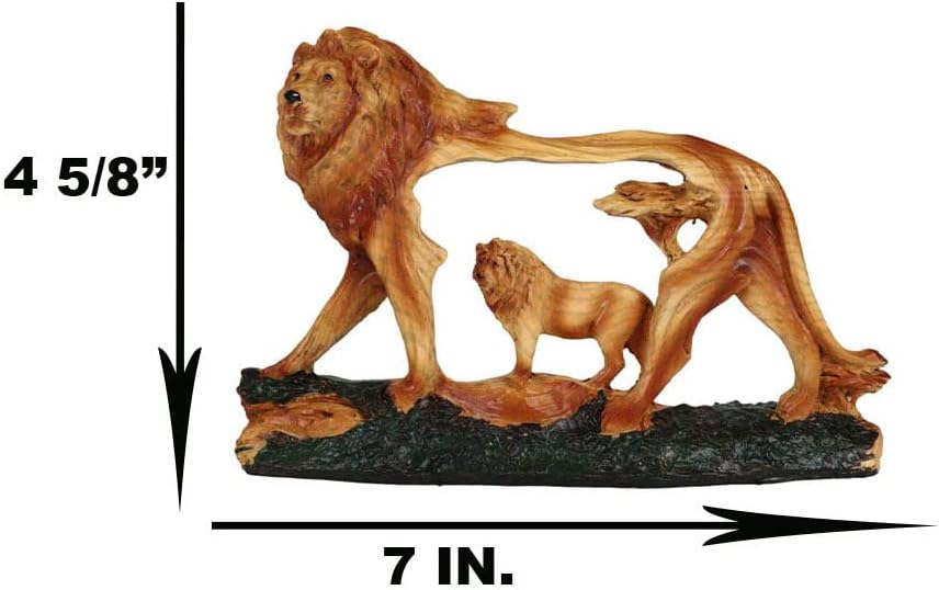 Miniatura 3 de Ebros Gift Figura de madera sintética tallada en madera africana, orgullo de sabana, rey león, 7 pulgadas de largo, rústico, coleccionable, prados