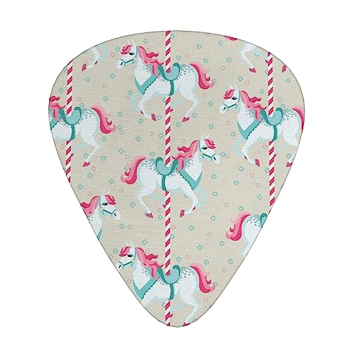 遊園地カルーセルおもちゃ乗り ギターピック Guitar Pick 12枚セット ティアドロップ型 エレキギター/アコースティックギター/クラシックギター/ベース等の練習に最適な12枚セット