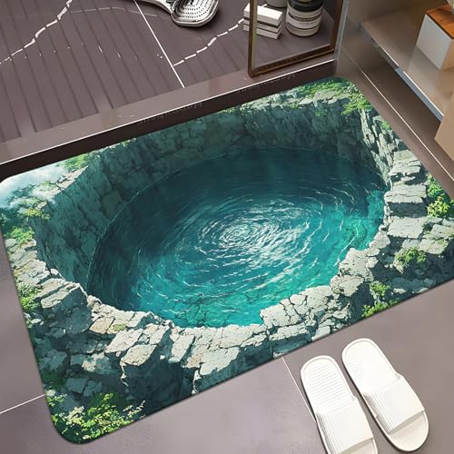 3D Optical Illusion Rug, Vortex & Bottomless Hole Design Optical Illusion Doormat for Indoor Outdoor Use, Decorative Door Mat for Living Room Bedroom Porch Terrace & Entrance Home Decor (12‘’x16''#B)