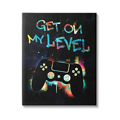 Stupell Industries Get On My Level Gaming Controller Neon-Farbspritzer, Design von Victoria Barnes Cover