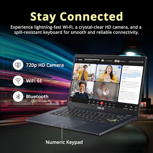 ASUS 14" FHD Laptop, Intel Celeron N4500 Processor, 4GB RAM, 64GB eMMC, Intel Iris Xe Graphics,Webcam, WiFi, Bluetooth, Win 11 S, Quiet Blue, Parent - Image 7