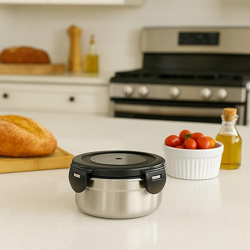 Miniatura 5 de Paquete de 6 recipientes pequeños de condimentos y inmersión de 4 onzas con tapas a prueba de fugas, cajas Bento de acero inoxidable reutilizables