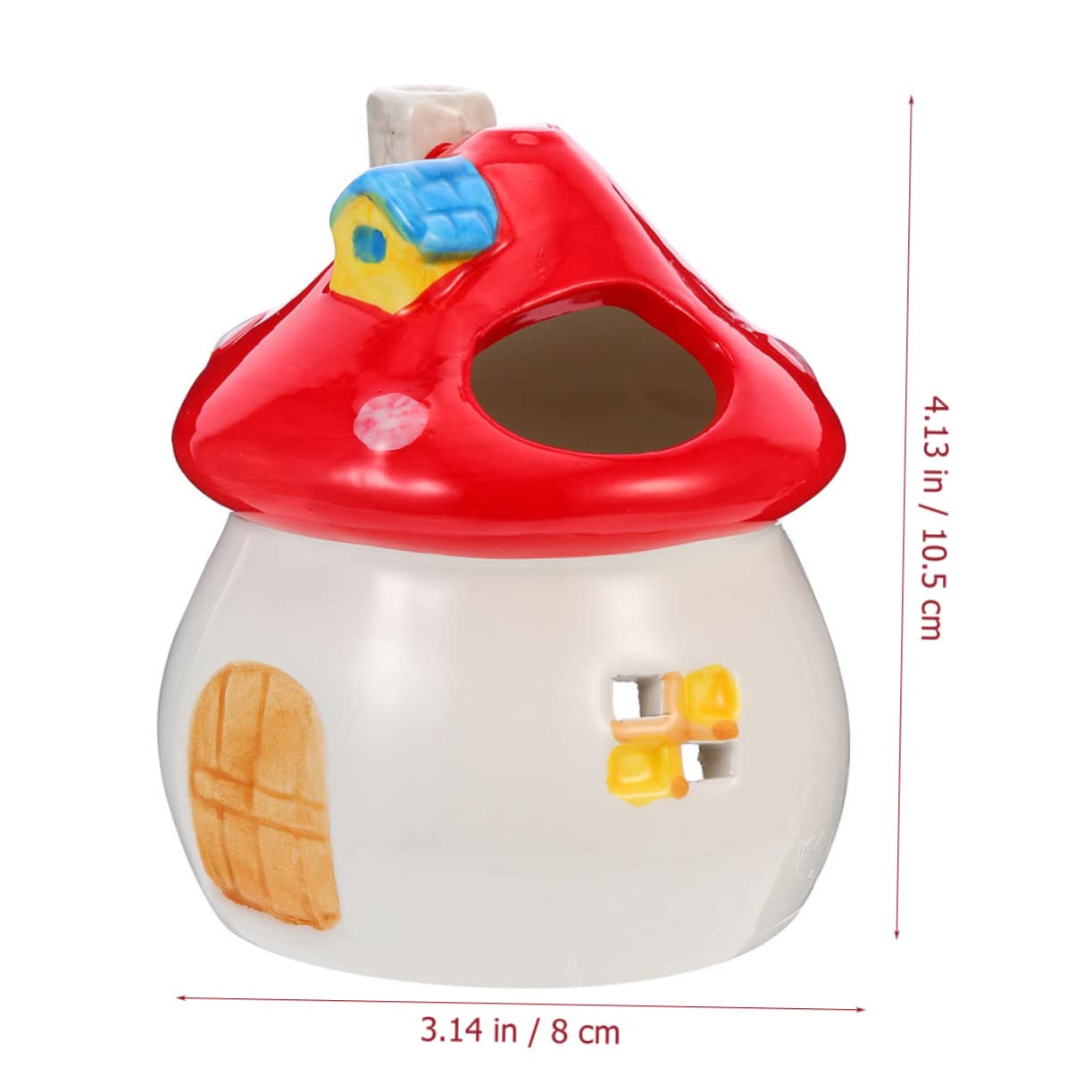 VICASKY Mushroom Shaped Ceramic Hamster House Cozy Hideout for Hedgehogs Rats and Guinea Pigs Durable Pet Cooling Hut Sleeping Space for Animals